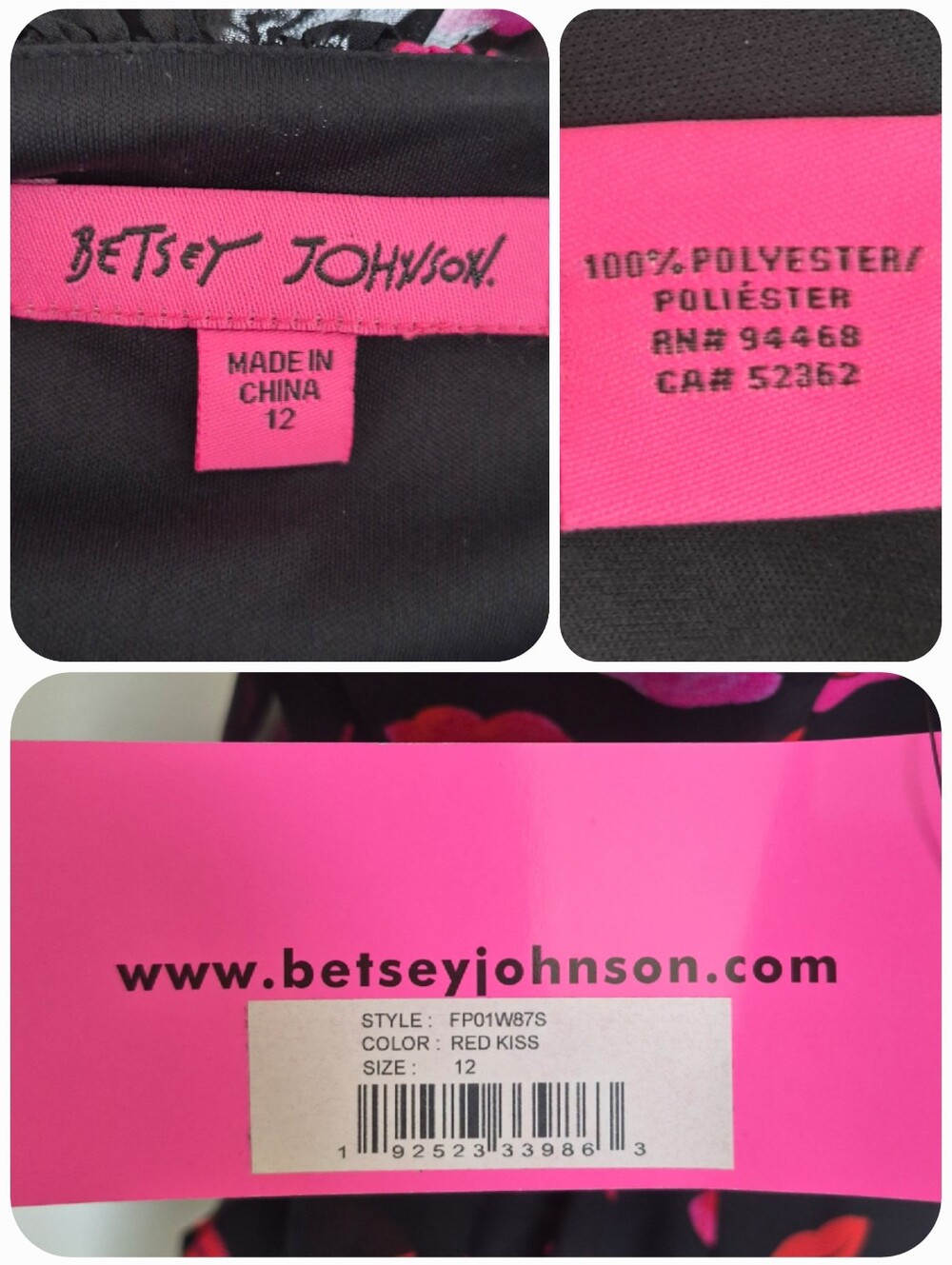 Betsey Johnson Red Kiss Lip Print Wrap Dress Size 12 Ruffle Cocktail party NWT - Picture 14 of 14